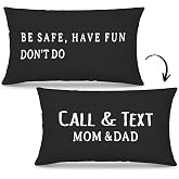 Mingnei Call Your Mom Pillow Cover,Funny Call Your Text Mom Dad Dorm Room College Bed Decorative Reversible Throw Pillow Cover 12 x 20,Gifts for College Freshmen (Black)