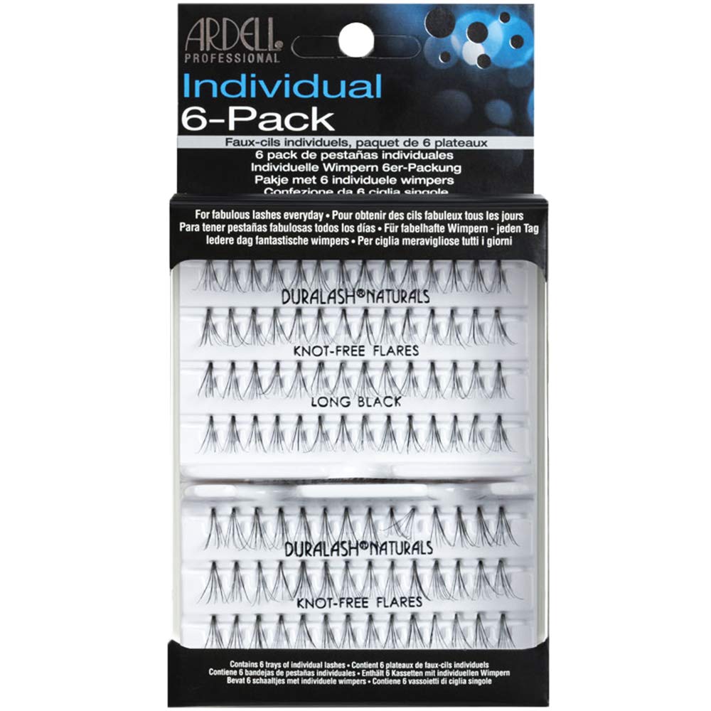ARDELL Knot-Free Individuals Eye Lashes, Long, Black, Pack of 6