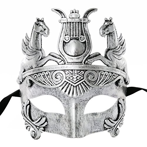 Silver masculine greek & roman soldier men venetian masquerad…