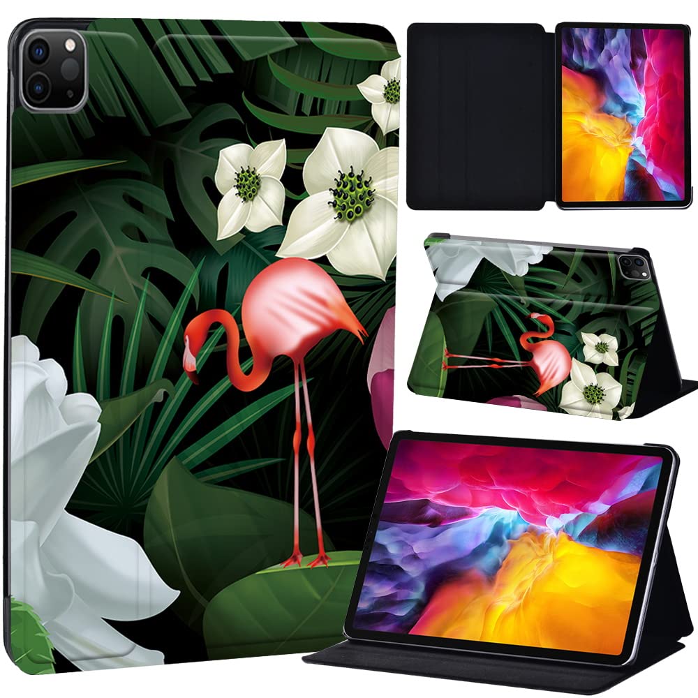 PU Leather + hard shell Ultra slim lightweight Folio Flip Tablet Stand Smart Cover Case Fit iPad Air 4 10.9" (2020) / iPad Pro 11" (2018 2020 2021) (flamingo011)
