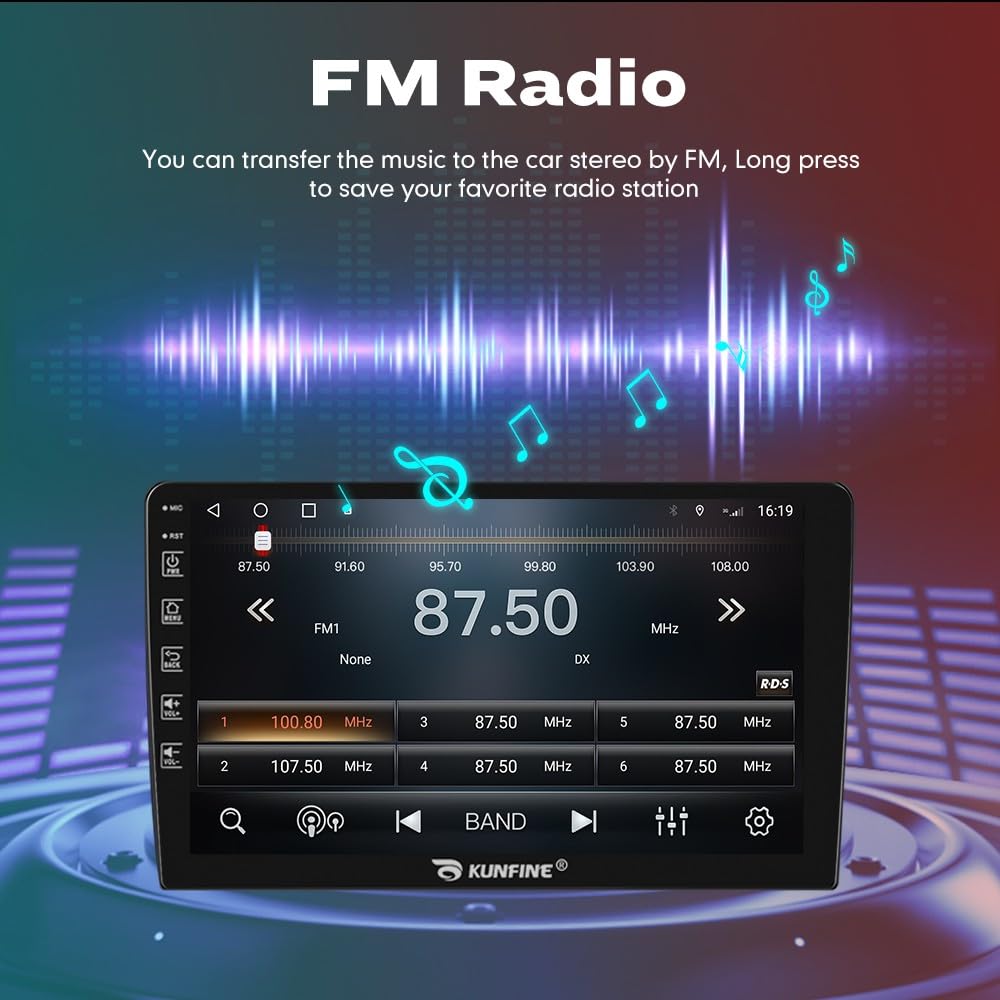 Kunfine CarPlay Android Auto Navigation Stereo GPS Radio Reverse Camera Display 9