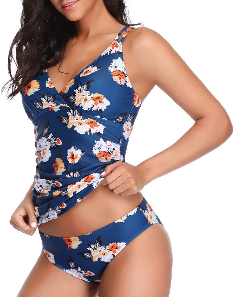 Kehen Women Women's Tankini Swimsuits, Floral Tankinis with Shorts Two Piece Swimswear Set