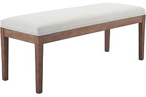 chairus Padded Entryway Bench Linen Upholstered Dining Table Benches Farmhouse Shoe Bench Seat for Hallway Bedroom End of Bed Vintage 45.5" Wooden Leg Benches for Kitchen Restaurant Window, Beige