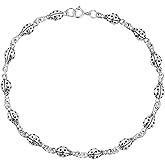 AeraVida Charming Ladybug Sterling Silver Link Bracelet | .925 Silver Lucky Ladybug Symbol Jewelry | Shiny Oxidized Animal Bracelet for Women | Linked Ladybug Design with Spring Ring Clasp | Handmade Good Fortune Accessory