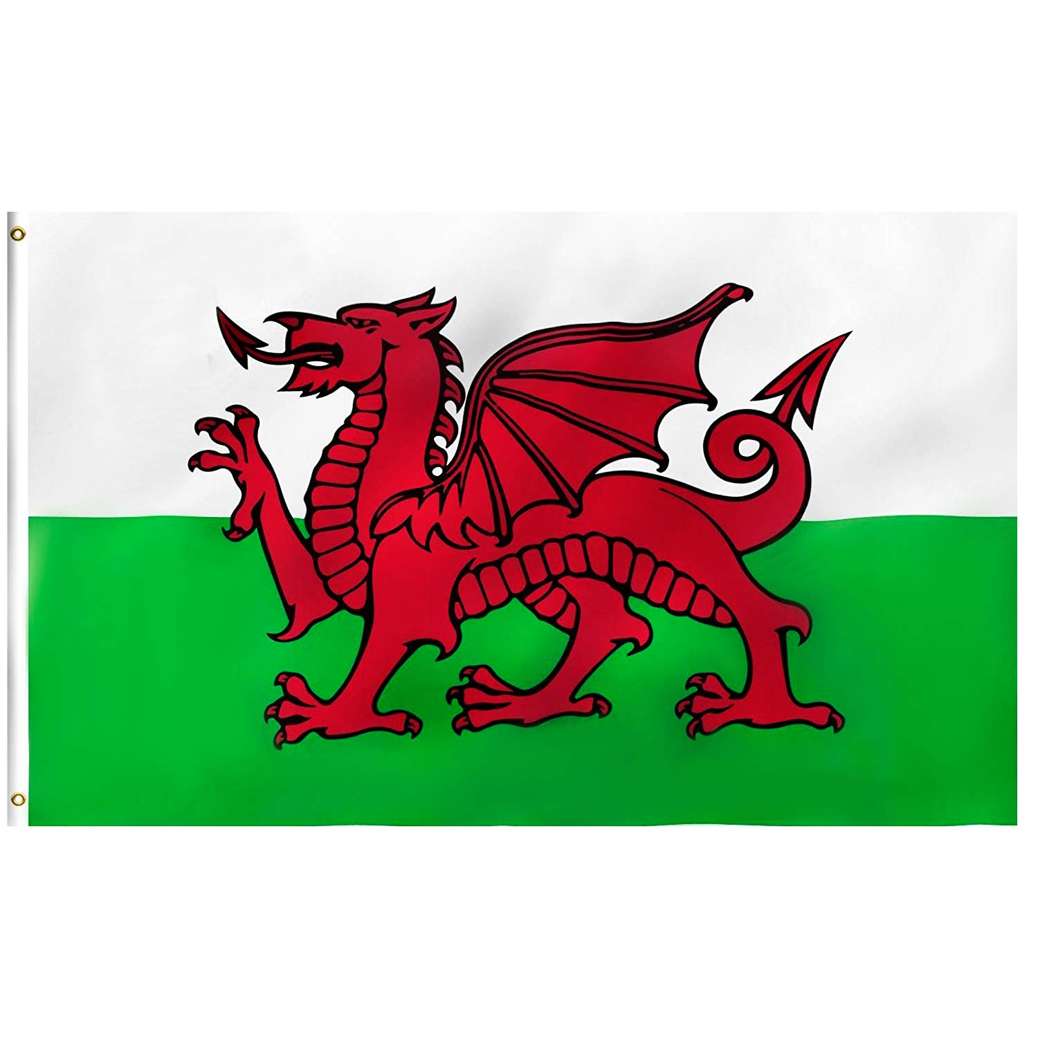 Lixure Wales Flag The Red Dragon 5x8FT(150x240cm) Polyester -Vivid Color and Double Stiched National Flags 100% Polyester Banner witn 2 Brass Grommets for Outdoor โ image 1