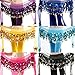 Womens Belly Dance Scarf Performance Bling Sequins Coins Hip Scarfs Light Blue