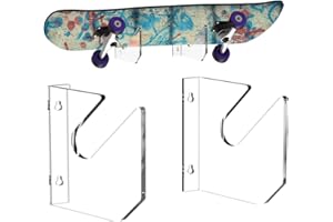 DASHTHER Skateboard Wall Mount Display Rack, Horizontal Skateboard Rack with Hangers for Snowboard, Longboard, and Skateboard Storage