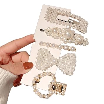 Amazon Com Canjoyn 5 Pcs Pearl Hair Pins Rhinestone Hair Clips