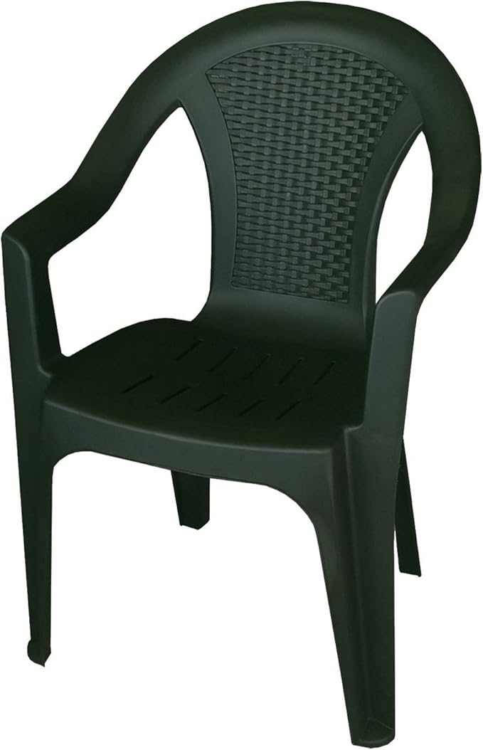2 pieza silla apilable Efecto de ratán silla de jardín PLÁSTICO para jardín Verde Oscuro 2 pieza silla apilable Efecto de ratán silla de jardín PLÁSTICO para jardín Verde Oscuro