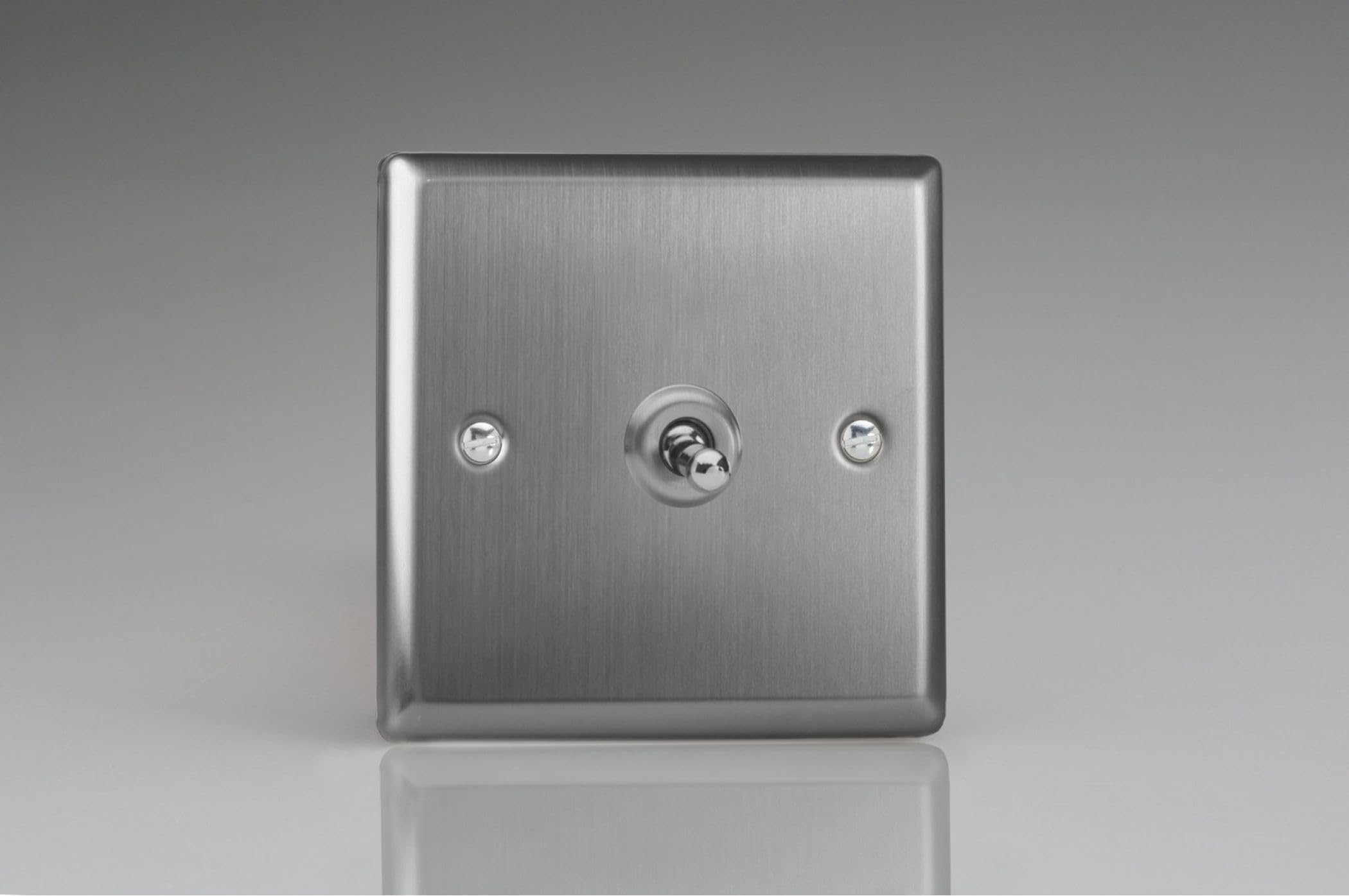 Varilight Single Toggle Light Switch 2-Way - Classic Brushed Steel With Brushed Steel Toggle, XTT1