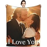 Olfstory Custom Blanket with Photos Text Personalized Blanket Throws with Picture Customized Blankets with Picture for Mom Dad Personalized Photo (1-Photo)