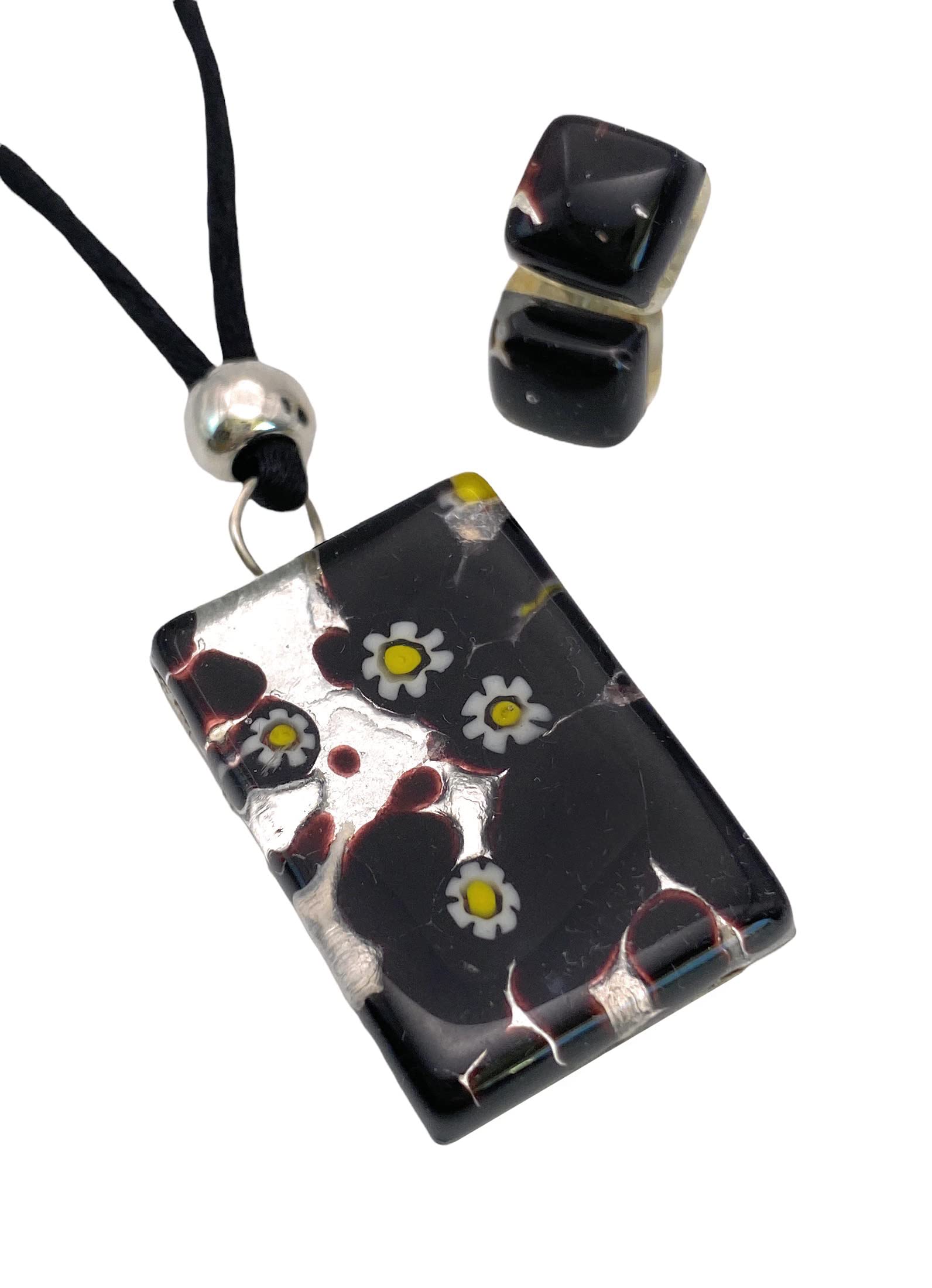 Murano Glass Pendant and Earring Set, Murano Glass Jewellery Set, Handmade Glass Pendant, Handmade Glass Earrings, Glass Pendant and Earring Set