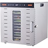 VEVOR Food Dehydrator Machine, 10 Stainless Steel Trays, 1000W Electric Food Dryer w/Digital Adjustable Timer & Temperature f