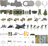 Veluoess Military Combat Set Army Base Tank Plane Helicopter Educational Toy view 6