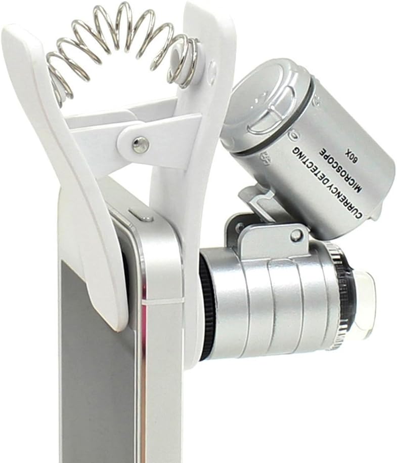 HNYM Universal Mini Mobile Phone Clip-On 60X Microscope with Zoom, UV LED and Micro Lens for Smartphones iPhone, Samsung, HTC - Image 4