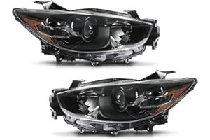G-PLUS Headlights Projector Compatible with Mazda CX-5 (submodel: Grand Touring, GS, GT, GX, Sport, Touring) 2013-2016 Factory Headlamp Clear Lens Black Housing Amber Reflector Left & Right Bumper