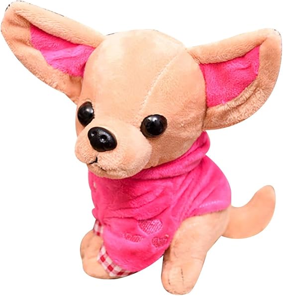 nuiOOui13117cm Cute Mini Chihuahua Dog Plush Toy Soft Stuffed Animal Doll Birthday Gift Red
