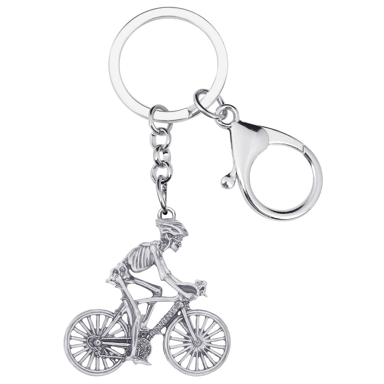 BONSNY Alloy Halloween Skull Keyring Bike Motorcycle Keychain For Women Girl Key Bag Phone Charm Gift (Silver Skull Bike)