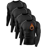 ATTIQOZI 4 Pack Men's Thermal Compression Shirts, Fleece Lined Long Sleeve Athletic Undershirt Winter Gear Baselayer