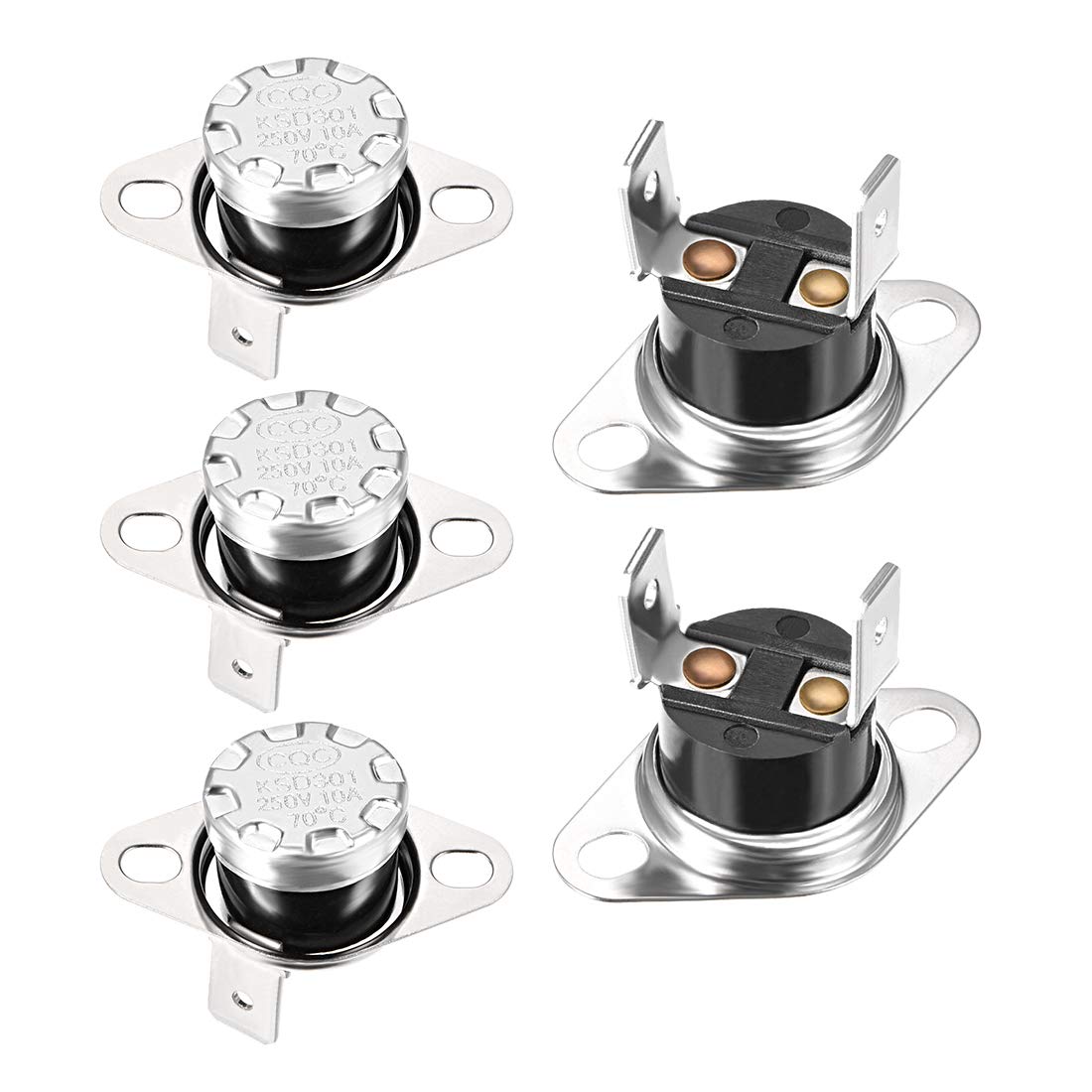 uxcell KSD301 Thermostat 70°C/158°F 10A Normally Open N.0 Adjust Snap Disc Temperature Switch for Microwave,Oven,Coffee Maker,Smoker 5pcs