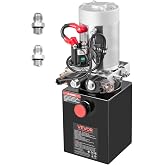 VEVOR 4 Quart Hydraulic Power Unit, Double Acting Dump Trailer Pump, 3200 PSI Max Relief Pressure &amp; 0.91 GPM Flow Rate, DC 12V Hydraulic Pump with Metal Reservoir for Dump Trailer Car Lifting, Black