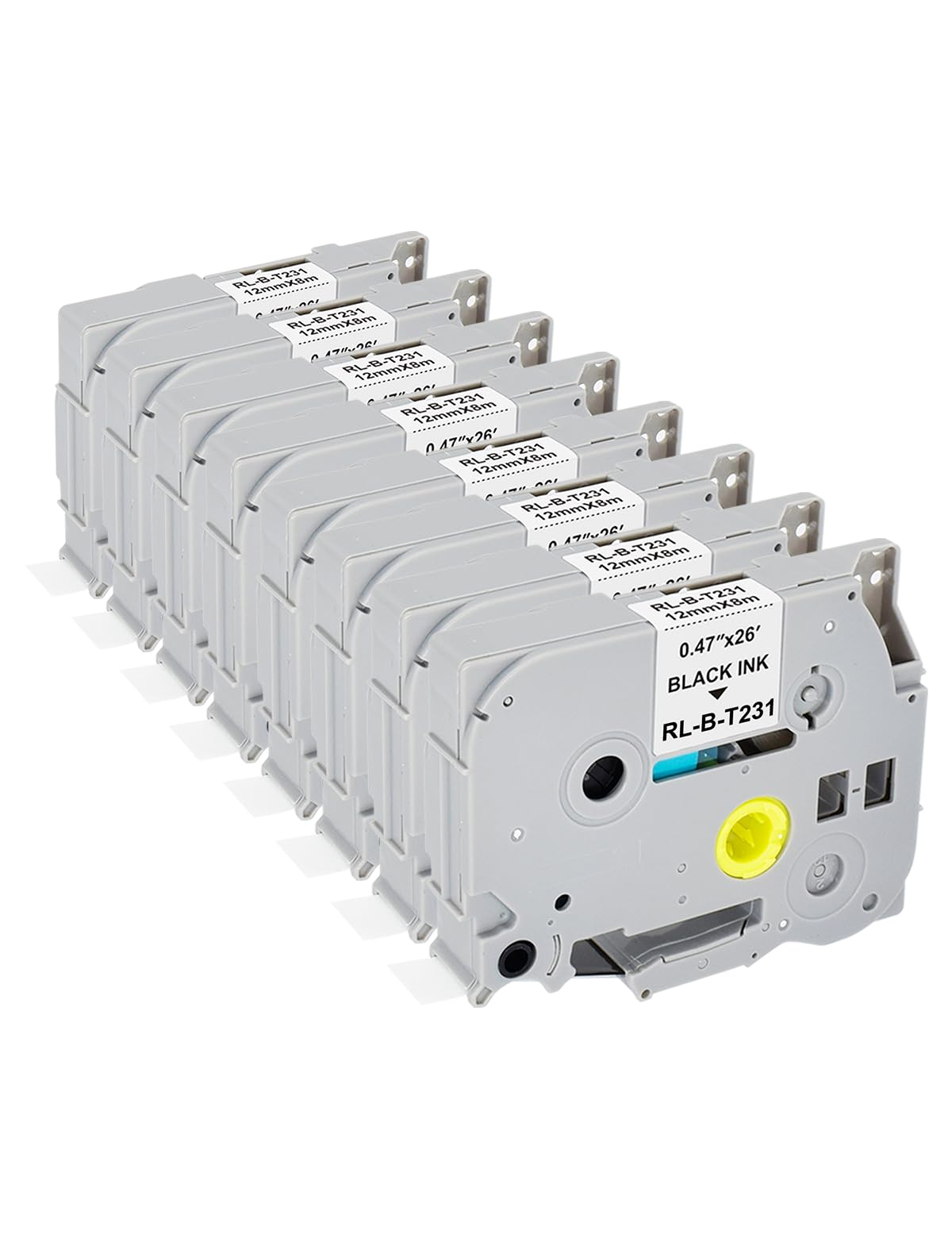 Veson 8 x Compatible with TZe-231 Brother P-Touch Tapes 12 mm Laminated Label Tape 0.47 White Black on White