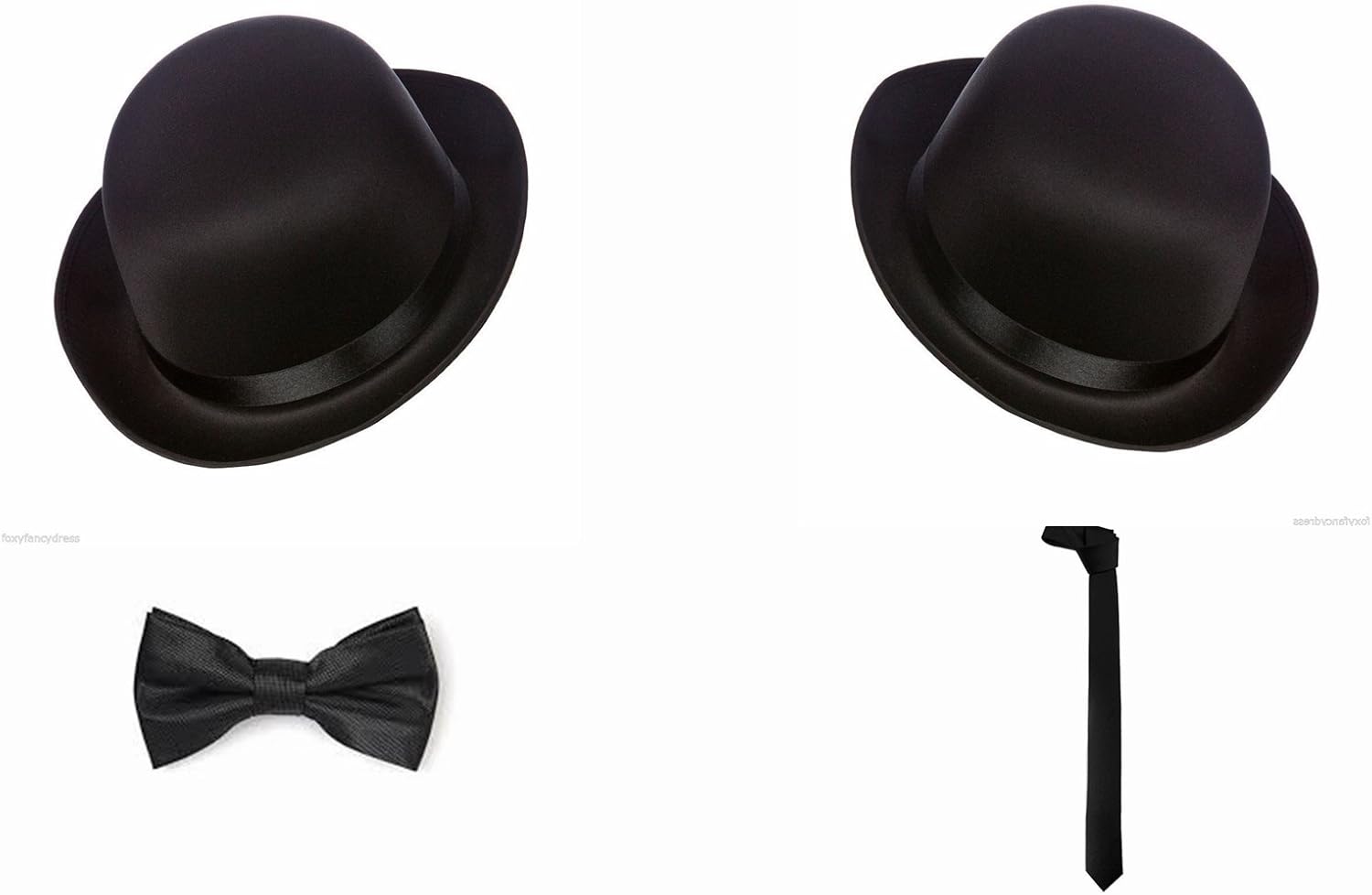 Clothing, Shoes & Accessories Laurel & Hardy Vintage Black Bowler Hat Bow Tie Fancy Dress