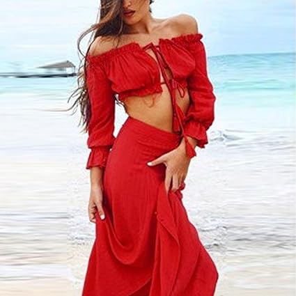 red beach dress