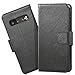 Samsung Galaxy S10 Case, Arae PU Leather Wallet case [Stand Feature] with Wrist Strap and [4-Slots] ID&Credit Cards Pocket for Samsung Galaxy S10 - Black
