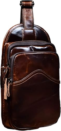 Amazon 本革 レザー ボディバッグ 軽量 軽め ダークブラウン 茶 レザー ショルダーバッグ メンズ 高級 牛本革 ワンショルダーバッグ タテ型 大人 カジュアル レディース バッグ カバン 鞄 誕生日プレゼント ボディーバッグ シンプル 斜めがけ 牛革 父 父親 お父さん