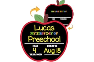 First Day and Last Day of School Apple Sign 12" x 12" PVC Plastic Chalkboard Photo Style Dry Erase 1st Day Back to School Sig