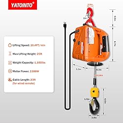 YATOINTO 3 in 1 Electric Hoist Winch, 1100lbs