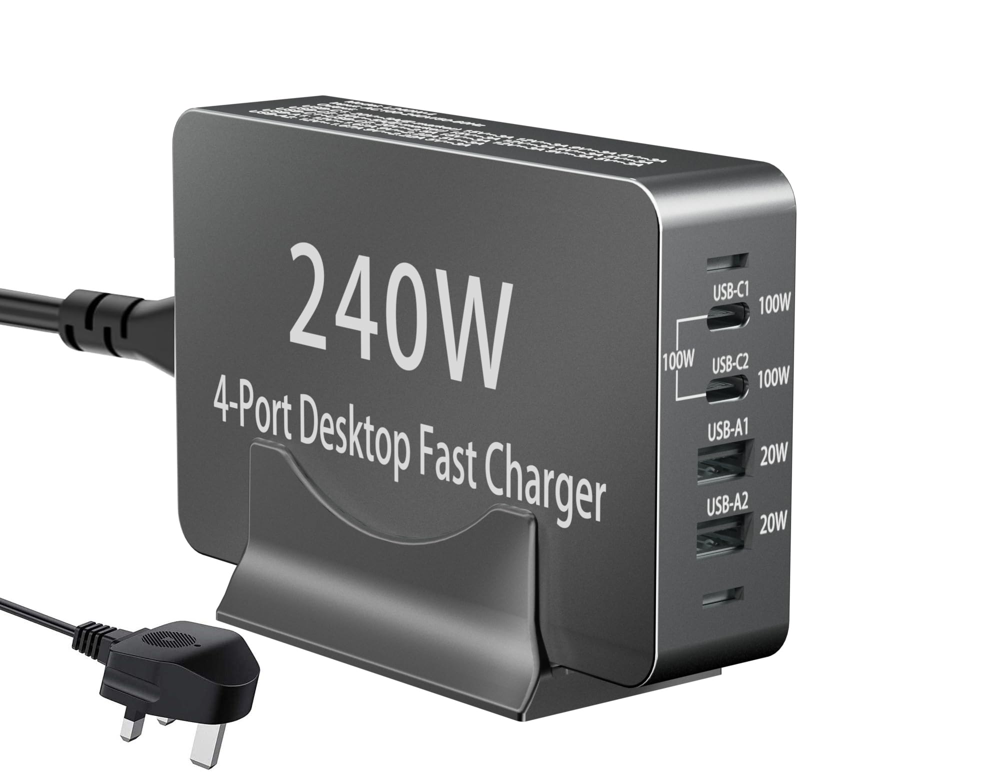 240W USB C Charger Block, 4 Port USB Fast Charging Station 100W Laptop Power Adapter for MacBook, Tablet, iPad, iPhone, Cell Phone Multiple Devices Charging Station, Support 65W
