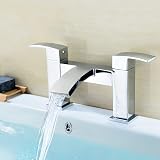 Funime Waterfall Basin Bath Taps Set Chrome Brass Sink Mixer Monobloc Double view 9