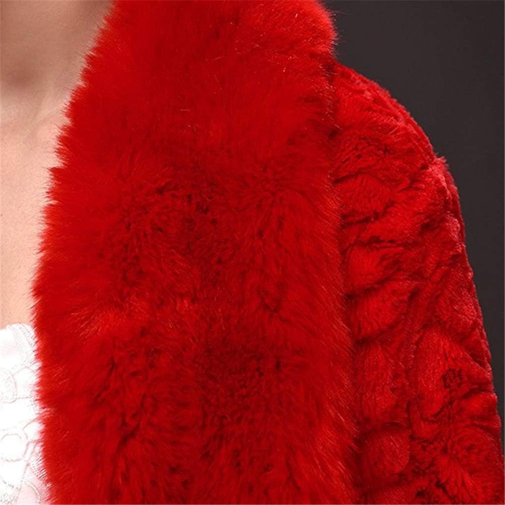 Oncefirst Women's Winter Faux Fur Wedding Jacket for Bride Wrap Shawl Bolero Jacket at  Women's Coats Shop