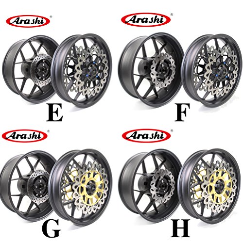 Arashi Front Rear Wheel Rims and Brake Disc Rotors for HONDA CBR1000RR 2006-2016 Motorcycle Accessories CBR 1000 RR CBR1000 1000RR Matte Black 1 Set 2007 2008 2009 2010 2011 2012 2013 2014 2015 - Thumbnail 7