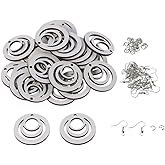 diyhub 30 Set Sublimation Blank Hollow Round Earrings Unfinished Teardrop Dangle Earrings Pendant for DIY Jewelry Making