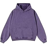 Calmlook Womens Vintage Oversized Hoodie Acid Wash Heavyweight Cotton Sweatshirt Unisex Couples Men Baggy Pullover Hoodie