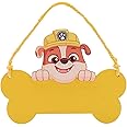 Widdop Paw Patrol Rubble Wooden Hanging Plaque Bedroom Door Sign Kids Children Gift Yellow