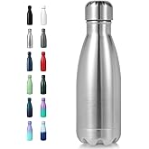 Volhoply 12oz Small Water Bottle Stainless Steel, BPA Free Insulated Water Bottles, Double Wall Cola Shape Flask, Keeps Cold 24 Hours and Hot 12 Hours for Kids Handbag (Silver,1)