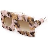 Karsaer Vision Plush Fuzzy Flat Top Fashion Square Large Shades Punk Soft Velvet Shade Party Eyewear…