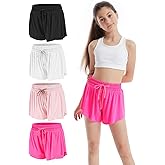 Celfaeree 3-4 Packs Girls Flowy Butterfly Shorts Athletic 2 in 1 Running Active Skirt Shorts, Workout Short for Kids Teens