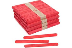 200 Sticks, Red Popsicle Sticks 4.5 Inch Wood Craft Sticks, Christmas Valentines Day Crafts by CraftySticks