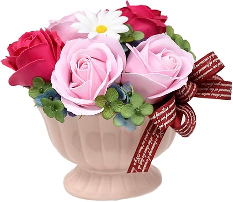 Amazon サボンドゥフルール 花 母の日 ギフト ソープフラワー 日本製 石鹸の香り 花器 付き 造花 フラワー サボンドフラワー プリザーブフラワー 07 トロワット ピンク 造花 オンライン通販