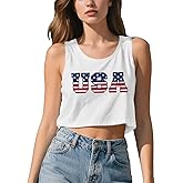 NEWKA USA Shirts for Women 4th of July Tank Tops American Flag Crop Top Patriotic Vest