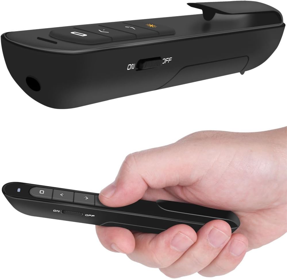 DinoFire Wireless Presenter, Hyperlink Volume Control Presentation Clicker RF 2.4GHz USB PowerPoint Clicker Presentation Remote Control Pointer Slide Advancer (Black) : Office Products