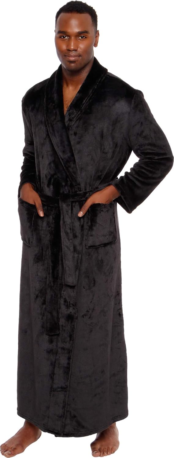 Ross Michaels Men's Big and Tall Full Length Long Bathrobe House Coat Pajamas: Clothing