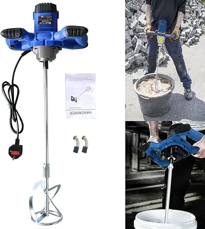 BRIEFNESS 2600W Electric Paddle Mixer Mortar Plaster Cement Paint 6 Speed M14