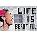 Poster – Banksy Life is Beautiful – Picture Decoration Graffiti Pop Art Urban Street Style Billie Holiday Artwork Stencil Image Photo Decor Wall Mural (55x39.4in - 140x100cm)