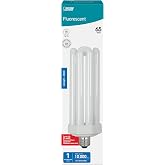 Feit Electric CFL Quad Tube Light Bulb, 300W Equivalent, E26 Base with Mogul Base Adapter, 65-Watt CFL Light Bulb for Residential &amp; Commercial Use, 6500K Daylight, 10,000-Hour Lifespan, PLF65/65/G2